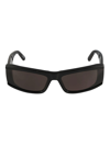 Balenciaga Wavy Temple Logo Sided Sunglasses In Black/grey