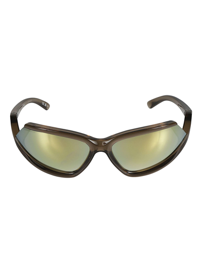 Balenciaga Side Xpander Sunglasses In Brown/yellow