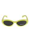 Prada Pr 26zsf Logo Beveled Acetate Oval Sunglasses In Yellow