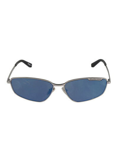 Balenciaga Engraved-logo Biker-style Sunglasses In Ruthenium