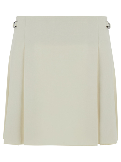LOW CLASSIC WHITE PLEATED MINI-SKIRT IN TECH FABRIC WOMAN