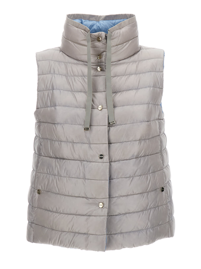 HERNO GREY REVERSIBLE PADDED QUILTED GILET IN POLYESTER WOMAN