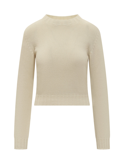 Palm Angels Curved Logo Sweater In Beige