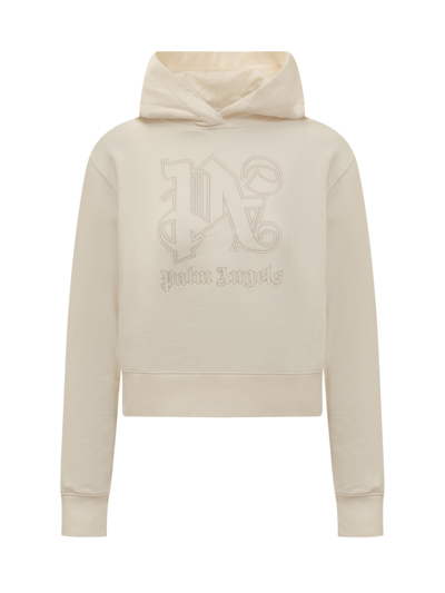 Palm Angels Hoodie With Logo In Off White