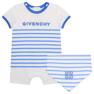 Givenchy Babies' Logo-embroidered Cotton Pajamas (set Of Two) In Blue