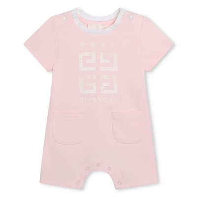 Givenchy Babies' Logo-print Cotton Romper In Pink