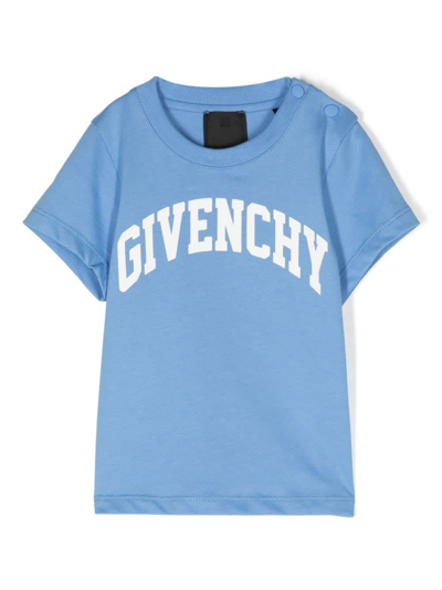 Givenchy Babies' Logo印花棉t恤 In Blue