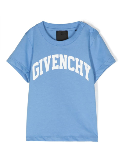 Givenchy Babies' Logo-print Cotton T-shirt In Azzurro