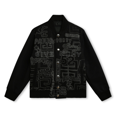 Givenchy Kids' Logo-embroidered Bomber Jacket In Black