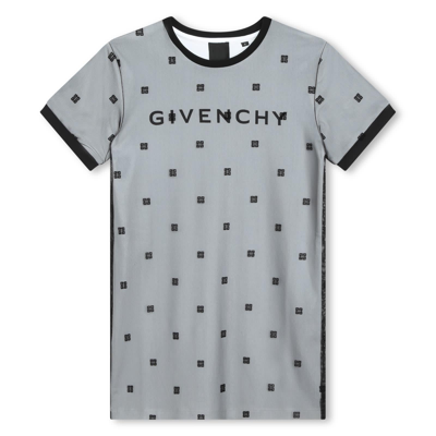 Givenchy Kids' Black Dress For Girl With All-over Logo