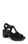 Bzees Everly Machine Washable Block Heel Sandal In Black Denim