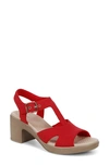 Bzees Everly Machine Washable Block Heel Sandal In Red Denim