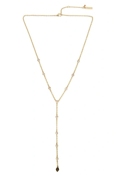 Kurt Geiger Micro Eagle Pendant Y-necklace In Crystal/yellow Gold