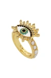 KURT GEIGER CRYSTAL EVIL EYE COCKTAIL RING