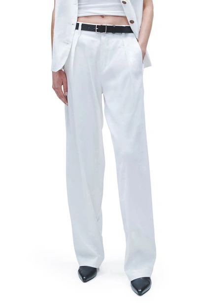 Rag & Bone Donovan Linen Blend Wide Leg Trousers In White