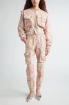 Diesel Zebra-print Twill Cargo Trousers In Pink