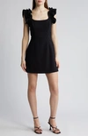 French Connection Whisper Ruffle Sleeve Minidress In Blackout