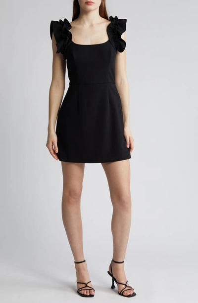 French Connection Whisper Ruffle Sleeve Minidress In Blackout
