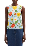 Oscar De La Renta Sweater Tank Top In Light Blue Multi