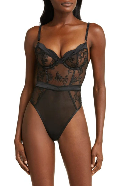 Bluebella Cassandra Wired Thong Bodysuit In Black