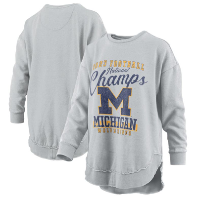 Pressbox Gray Michigan Wolverines College Football Playoff 2023 National Champions Poncho Pullover