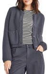 Splendid Andrea Patch Pocket Cropped Cardigan In Ash Navy