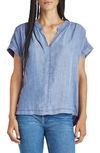 Splendid Chambray Polo Top In Indigo