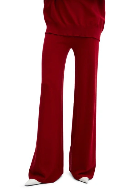 Mango Knit Flare Pants In Red