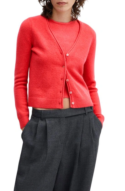 Mango Women's Button Knit Cardigan In Red