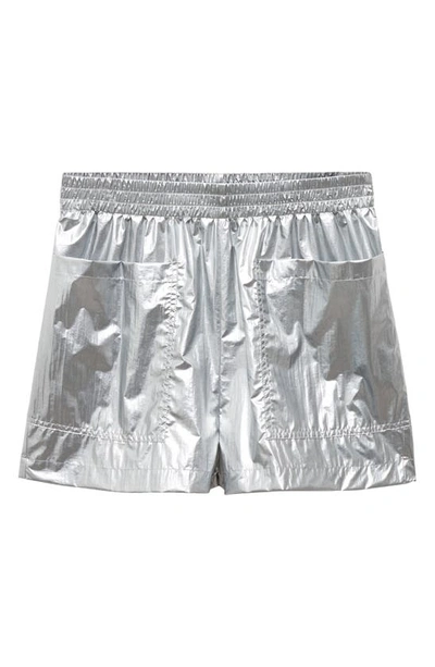 Mango Metallic Shorts With Elastic Waist Silver