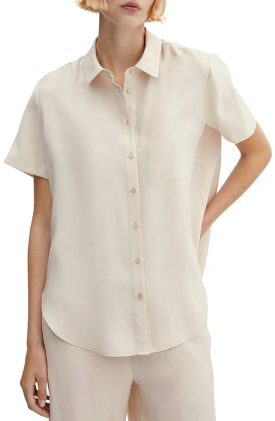 Mango Women's Short-sleeve Button-down Shirt In Ecru