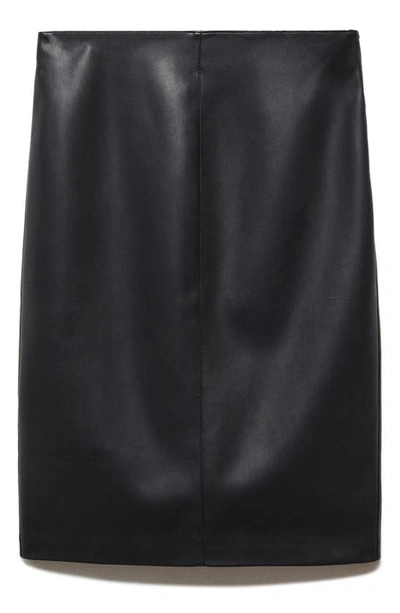 Mango Faux Leather Pencil Skirt In Black