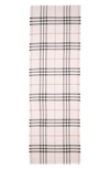 Burberry Giant Check Gauze Scarf In Pale Candy Pink