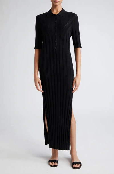 Loulou Studio Elyna Silk Blend Knitted Midi Dress In Black
