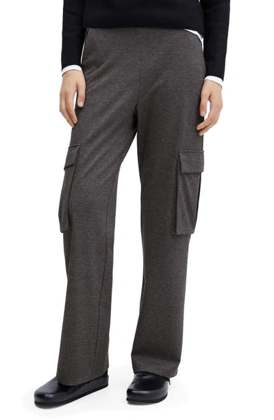 Mango Knitted Trousers With Cargo Pockets Dark Heather Grey In Dark Heather Gray