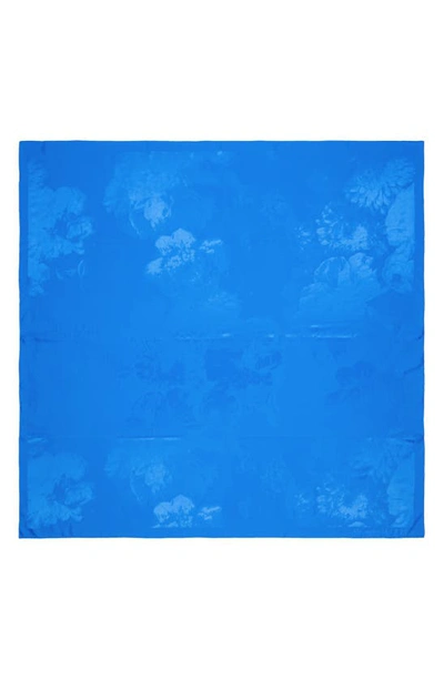 Alexander Mcqueen Chiaroscuro Floral Silk Jacquard Scarf In Lapis Blue
