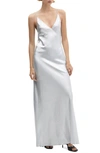 Mango Women's Metallic Gown In Silver