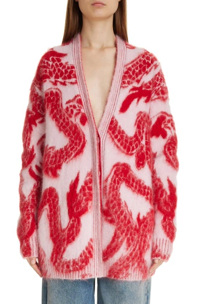 Givenchy Dragon Easy Fit Mohair Blend Cardigan In Old Pink