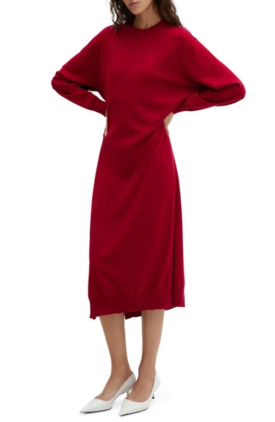 Mango Long Sleeve Sweater Dress In Red