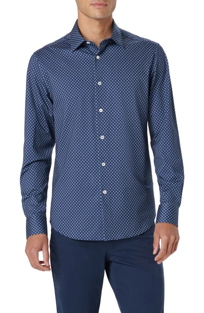 Bugatchi James Ooohcotton® Geometric Print Button-up Shirt In Navy