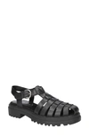 Bella Vita Women's Sinclaire Lug Sole Fisherman Sandals In Black Leather