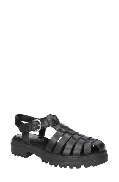 Bella Vita Sinclaire Fisherman Sandal In Black Leather