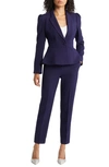 Tahari Asl Peplum Blazer & Tapered Pants Set In Midnight Navy