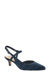 Bella Vita Kayce Womens Leather Ankle Strap Pumps In Navy Suede