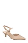Bella Vita Kayce Womens Leather Kitten Heel Slingback Heels In Beige Leather