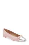 Stuart Weitzman Sleek Bow Flat In Ballet/ Silver