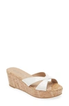 Stuart Weitzman Dayna Crisscross Wedge Platform Sandals In White