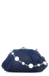 Judith Leiber Gemma Crystal Satin Clutch Bag In Silver/navy