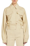 Sportmax Cropped Elasticated Shirt Jacket In Sand