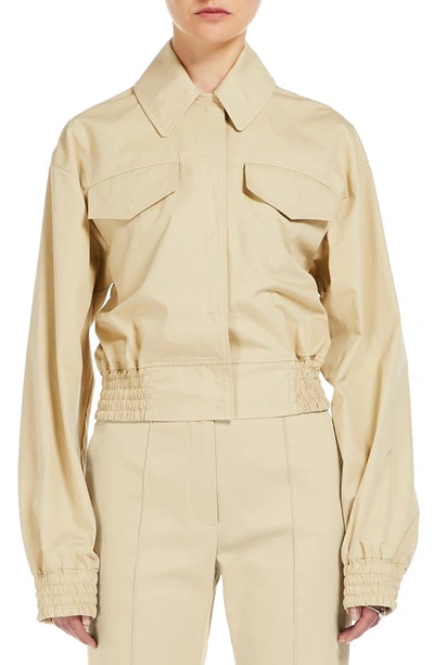 Sportmax Cropped Elasticated Shirt Jacket In Sand